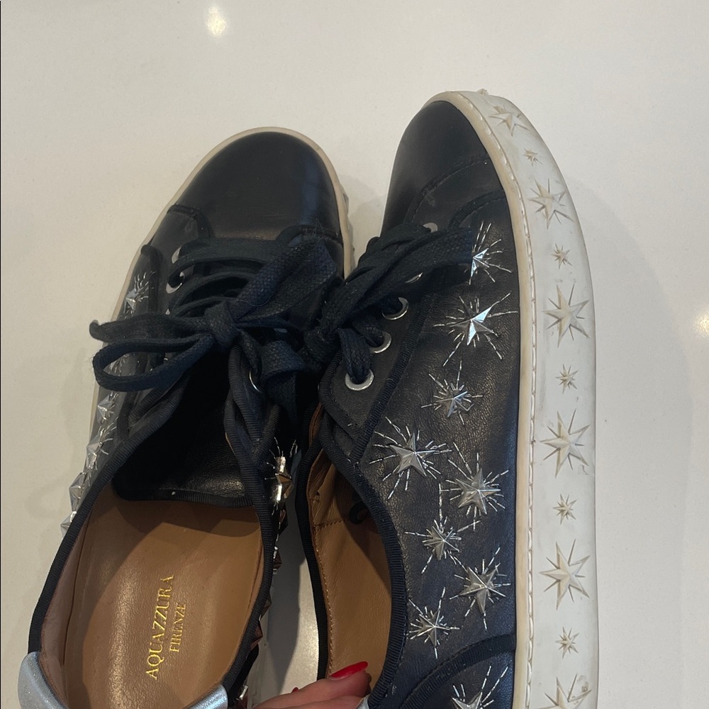 Aquazzura Black and Silver Women's Sneakers - Picture 2 of 3